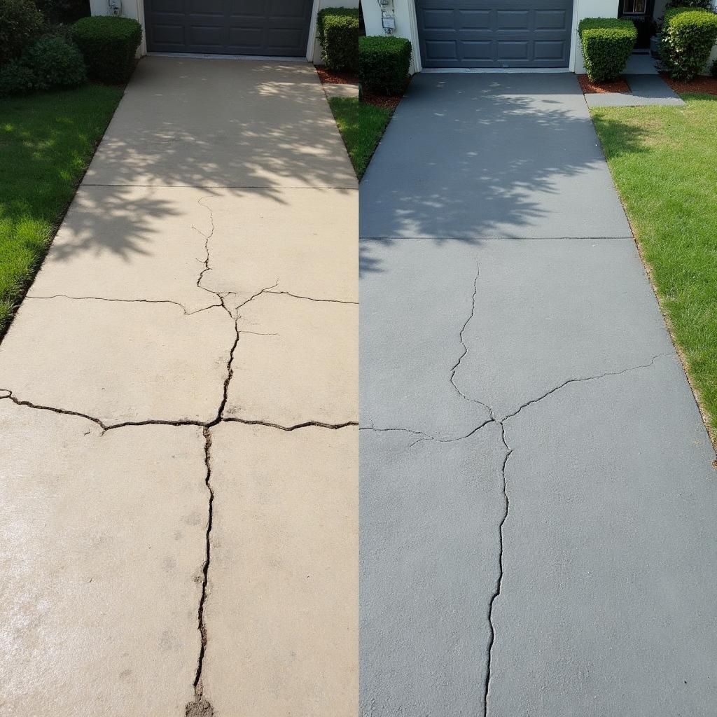 Driveway repair before and after