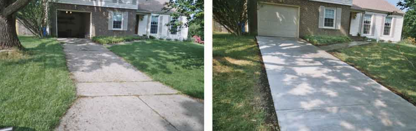Professional concrete driveway repair services in Charlotte NC - before and after photos